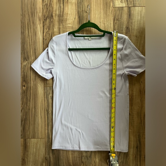 Loft Scoop Neck Ribbed Shirt size Large Women’s Cotton blend tshirt lilac purple - Picture 6 of 7